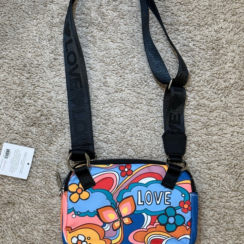 NWT Brighton Power of Love Graphic Zip Pockets Crossbody Belt Bag Purse Boho - Picture 2 of 7